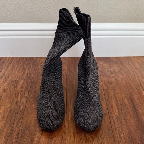 Zara Black and Silver Knit Sock Boots Size 37 - Picture 2 of 8